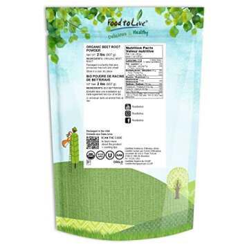 Food to Live Organic Beet Root Powder – Non-GMO Vegan Superfood, 2 Pounds