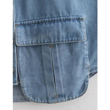 Perbai Women's Stylish Denim Crop Top with Pockets