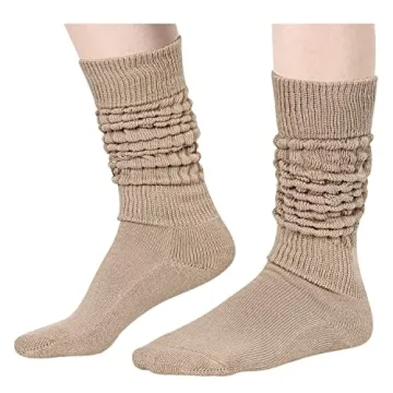 Zmart Slouch Socks for Women - Retro Beige Scrunchy Style