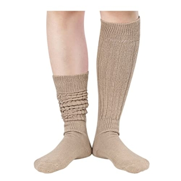 Zmart Slouch Socks for Women - Retro Beige Scrunchy Style