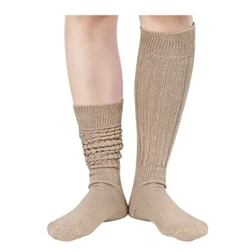 Zmart Slouch Socks for Women - Retro Beige Scrunchy Style