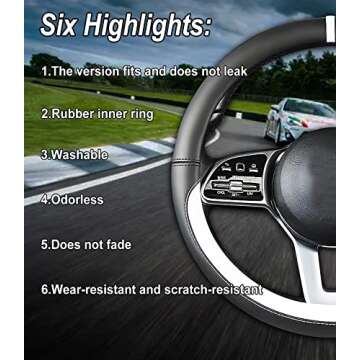 Custom fit for Mazda Car Steering Wheel Cover, Nappa Leather Car Steering Wheel Cover Non-Slip Steer...