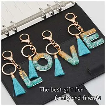 TTYY Alphabet Initial Letter Keychain for Women gift To Little Girls Tassel Butterfly Pendant Key Ring for Backpack (cyan crystal LetterA)