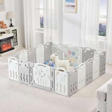 Albott Baby Fence Kid Playpen 18 Panel Albott Play Yard - Foldable Kids Safety Activity Center Playa...