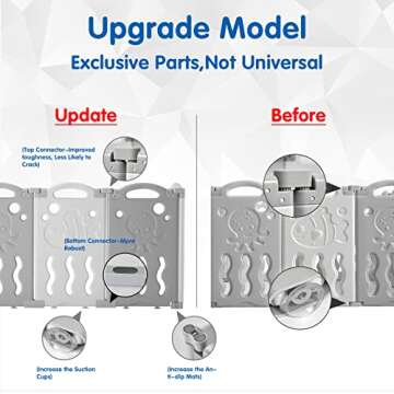 Albott Baby Fence Kid Playpen 18 Panel Albott Play Yard - Foldable Kids Safety Activity Center Playard Safety Lock Gate,Adjustable Shape, Portable Design for Indoor and Outdoor (18 Panel, Grey+White)