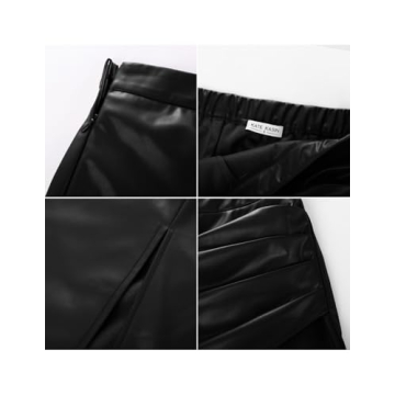 Stylish Kate Kasin Faux Leather Midi Skirt for Modern Women