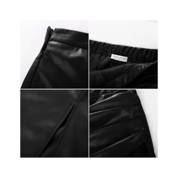 Stylish Kate Kasin Faux Leather Midi Skirt for Modern Women