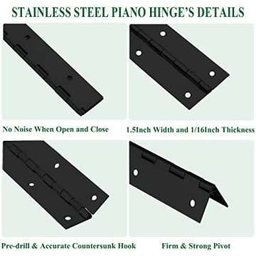 Heavy Duty 2Pack Piano Hinges for Custom Woodworking Projects