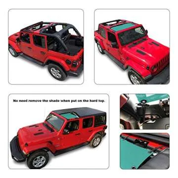 Shadeidea Sun Shade Top for Jeep Wrangler JL, JL 2 Door JLU 4 Door (2018-2023) Top Sun Shade, JLU 4d Front - Tiff Blue Mesh Screen Cover, UV Blocker with GrabBag Pouch - 10 Year Warranty