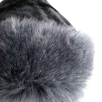 EBEYUKI Women Ladies Girls Cossack Russian Style Faux Fur Hat Winter Warm Cap Ushanka Hat Winter Russian Thermal Fluffy Furry Ear Warmer Motorcycle Skiing Cap Costume Gift Black, Medium