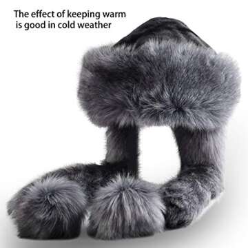 EBEYUKI Women Ladies Girls Cossack Russian Style Faux Fur Hat Winter Warm Cap Ushanka Hat Winter Russian Thermal Fluffy Furry Ear Warmer Motorcycle Skiing Cap Costume Gift Black, Medium
