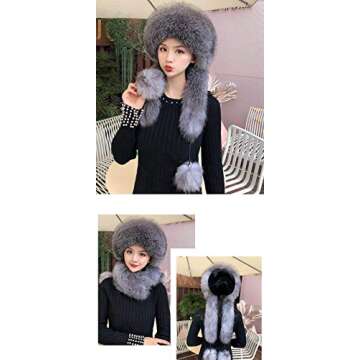 EBEYUKI Women Ladies Girls Cossack Russian Style Faux Fur Hat Winter Warm Cap Ushanka Hat Winter Russian Thermal Fluffy Furry Ear Warmer Motorcycle Skiing Cap Costume Gift Black, Medium