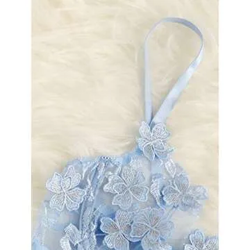 Floerns Sexy Applique Lace Bra Top and Thong Set