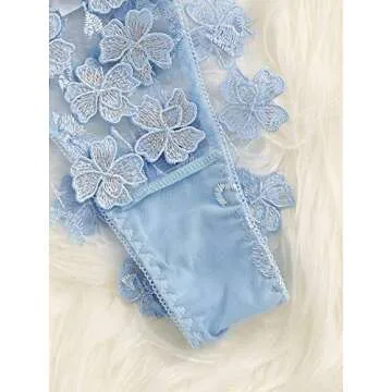 Floerns Sexy Applique Lace Bra Top and Thong Set