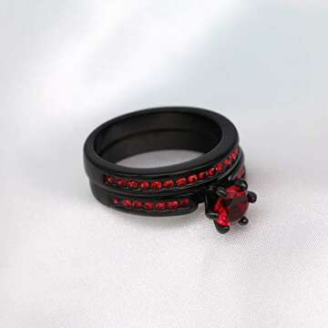 Stylish Black Gold Plated Bridal Set with Red CZ