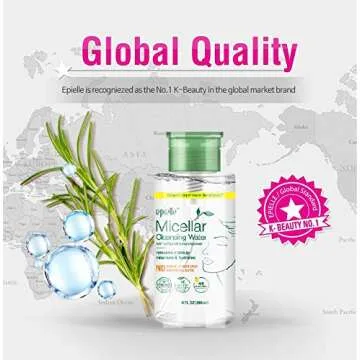 Epielle Micellar Cleansing Water | Makeup Remover for All Skin Types | Gently Cleanses Skin | 8 Fl Oz (1 Pack) | Ideal for Beauty Gifts, Spa Days, Gift Sets | Korean Skincare