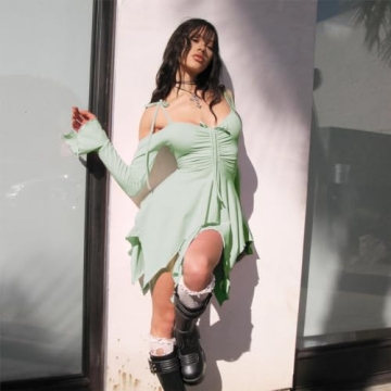 Dolls Kill F is for Fairies Off-Shoulder Dress - Green