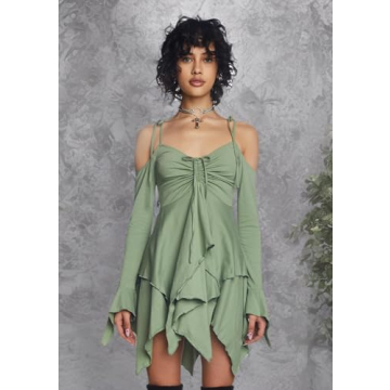 Dolls Kill F is for Fairies Off-Shoulder Dress - Green