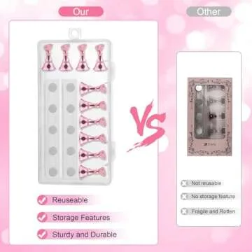 Nail Stand Acrylic Nail Art Display Stand Magnetic Nail Tips Practice Holder 54 Pcs Reusable Adhesive Putty for DIY Painting Nails Stand kit (Pink)