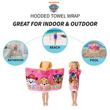 Franco Paw Patrol Pink Bath/Pool/Beach Soft Cotton Terry Hooded Towel Wrap, 24" x 50", Kids