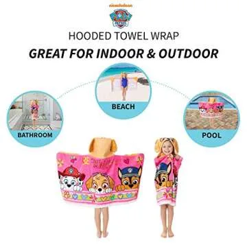 Franco Paw Patrol Pink Bath/Pool/Beach Soft Cotton Terry Hooded Towel Wrap, 24" x 50", Kids