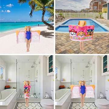 Franco Paw Patrol Pink Bath/Pool/Beach Soft Cotton Terry Hooded Towel Wrap, 24" x 50", Kids