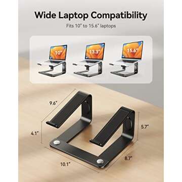 LORYERGO Laptop Stand, Ergonomic Laptop Riser Laptop Mount for Desk, Notebook Stand Compatible with All 10-15.6” Laptops, Black