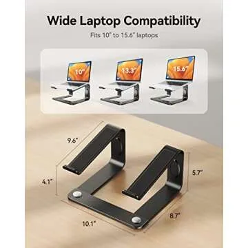 LORYERGO Laptop Stand, Ergonomic Laptop Riser Laptop Mount for Desk, Notebook Stand Compatible with All 10-15.6” Laptops, Black