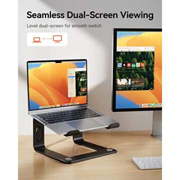 LORYERGO Laptop Stand, Ergonomic Laptop Riser Laptop Mount for Desk, Notebook Stand Compatible with All 10-15.6” Laptops, Black