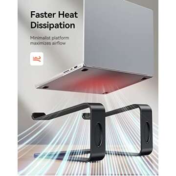 LORYERGO Laptop Stand, Ergonomic Laptop Riser Laptop Mount for Desk, Notebook Stand Compatible with All 10-15.6” Laptops, Black