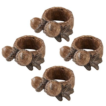 Rustic Acorn Napkin Rings Set of 4 for Elegant Dining