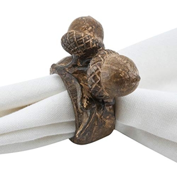 Rustic Acorn Napkin Rings Set of 4 for Elegant Dining