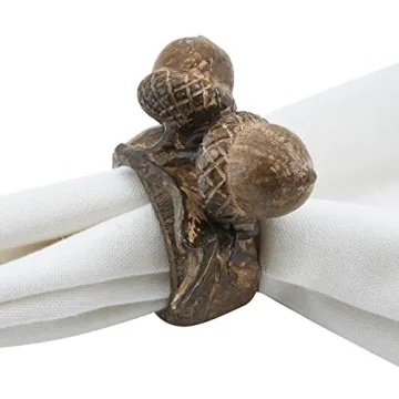 Rustic Acorn Napkin Rings Set of 4 for Elegant Dining