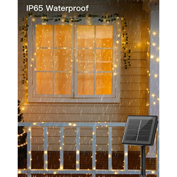 Brightown Solar String Lights, 2 Packs Total 66Ft 200 LED Solar Fairy Lights with 8 Modes, Waterproof Solar Lights for Outside Patio Yard Tree Wedding Christmas(Warm White)