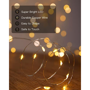 Brightown Solar String Lights, 2 Packs Total 66Ft 200 LED Solar Fairy Lights with 8 Modes, Waterproof Solar Lights for Outside Patio Yard Tree Wedding Christmas(Warm White)