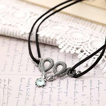 Sacina Gothic Mesuda Snake Choker Necklace, Gothic Necklace, Goth Choker, Costume Goth Jewelry, Christmas Jewelry Gift for Women