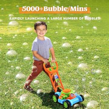 Sloosh Bubble Lawn Mower Toddler Toys - Kids Toys Bubble Machine Summer Outdoor Toys Games, Bubble Mower Outside Push Toys for Toddlers Preschool Kid Boys Girls Birthday Valentines Gifts (Blue)