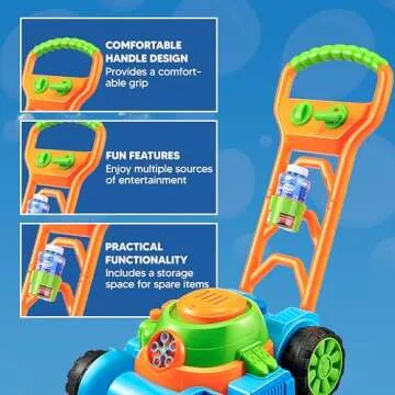 Sloosh Bubble Lawn Mower Toddler Toys - Kids Toys Bubble Machine Summer Outdoor Toys Games, Bubble Mower Outside Push Toys for Toddlers Preschool Kid Boys Girls Birthday Valentines Gifts (Blue)