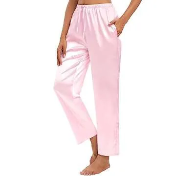 SWOMOG Women's Silk Satin Pajama Pants - Casual Soft Lounge Trousers
