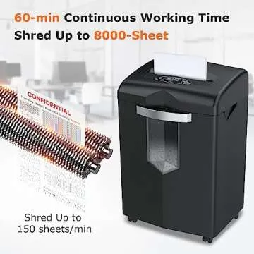 Bonsaii Heavy Duty Paper Shredder - 20 Sheets, 40 Min Continuous Shred, P-4 Security, Crosscut, Anti-Jam, CD/Credit Card/Staple Safe, 7 Gal Bin, Commercial Use C144-D