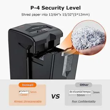 Bonsaii Heavy Duty Paper Shredder - 20 Sheets, 40 Min Continuous Shred, P-4 Security, Crosscut, Anti-Jam, CD/Credit Card/Staple Safe, 7 Gal Bin, Commercial Use C144-D