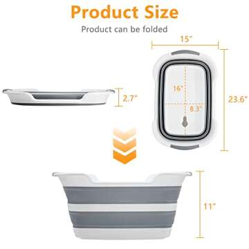 Goderewild Multipurpose Collapsible Pet Bathtub with Drainage Hole for Bathing/Shower, Portable Laun...