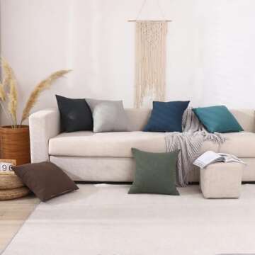 Jepeak Woven Textured Pillow Covers - 2 Pack 18x18 Inch