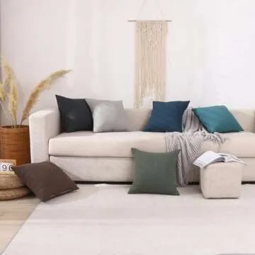 Jepeak Woven Textured Pillow Covers - 2 Pack 18x18 Inch