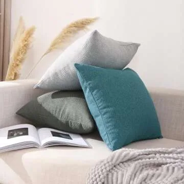 Jepeak Woven Textured Pillow Covers - 2 Pack 18x18 Inch