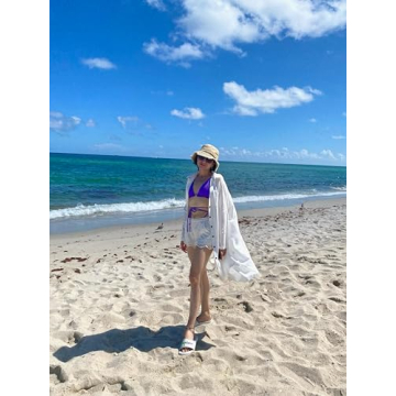 Bsubseach Womens Long Sleeve Linen Swimsuit Cover Up Button Down Beach Cover Ups Summer Swim Shirt Dresses White