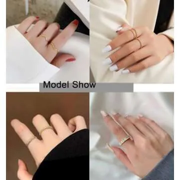 OPFIV 14K Gold Plated Stacking Rings - Fashionable & Durable