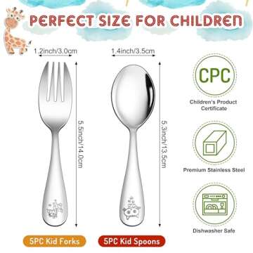 LIANYU 10-Piece Toddler Utensils: Durable Stainless Steel Kids Silverware