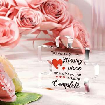 Gifts for Her - Delicate Romantic Girlfriend Birthday Gifts - Acrylic Puzzle Piece 3.9 x 3.3” Anni...