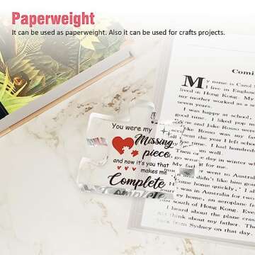 Gifts for Her - Delicate Romantic Girlfriend Birthday Gifts - Acrylic Puzzle Piece 3.9 x 3.3” Anniversary Birthday Meaningful Mothers Day Gifts for Wife Her/Him, Ideas